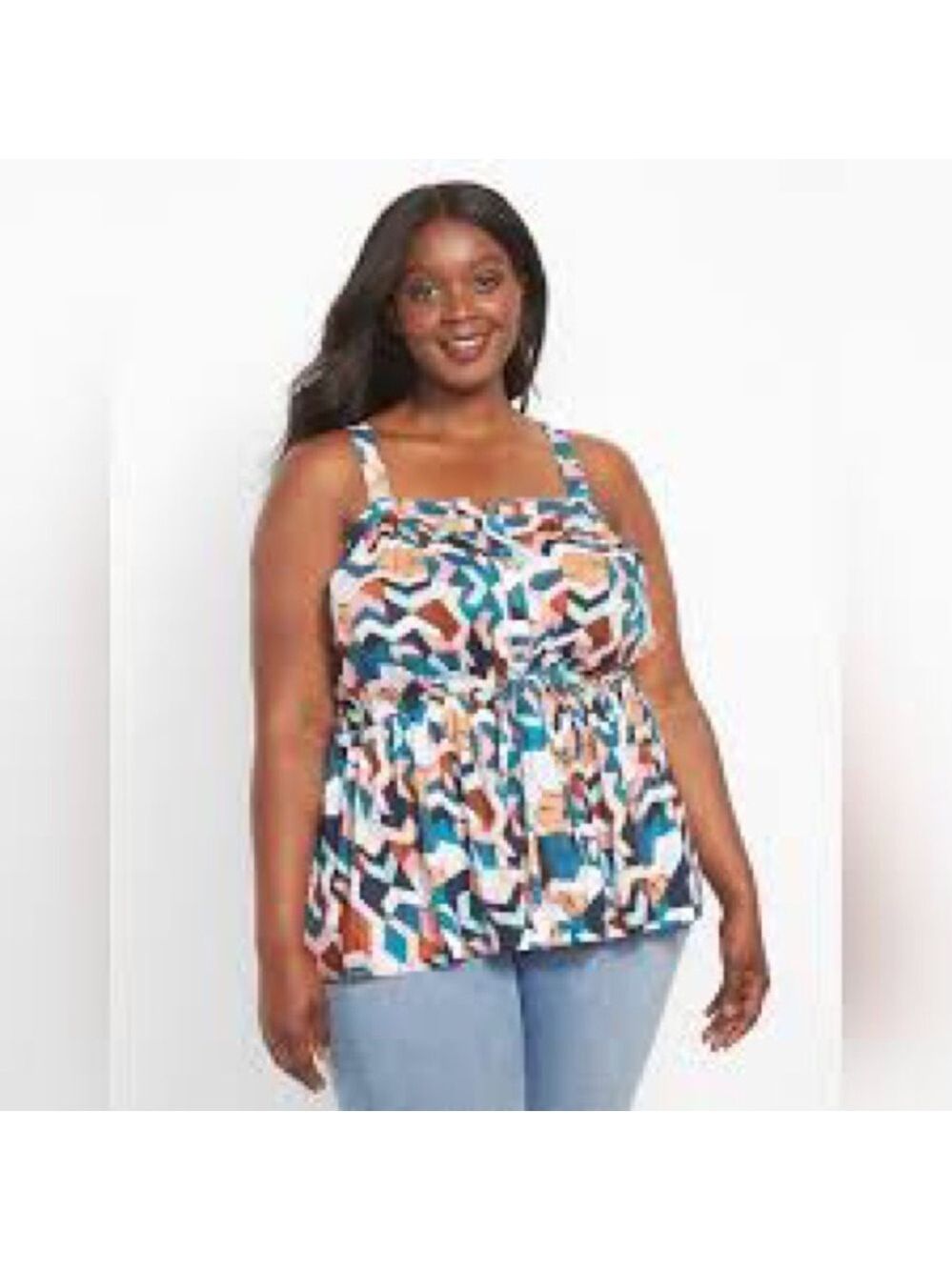 NWT Lane Bryant Button Front Geometric Peplum Tank Size 20